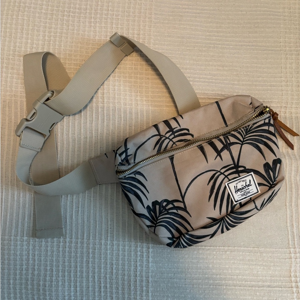 Herschel Tan and Black Palm Print Waist Bag
